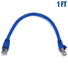 1FT Cat6A RJ45 Ethernet LAN Network STP Shielded Cable Copper Wire 550MHz Blue
