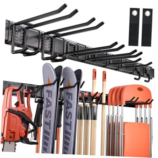 13-Pack 48 Inch Garage Tool Organizer Wall Mount with 8 Hooks  