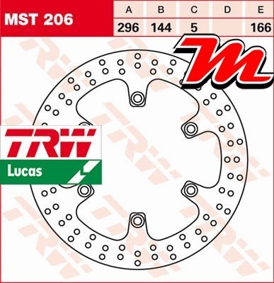 Front Brake Disc TRW Lucas MST 206 for Honda VFR 750 F RC24 1988-1989