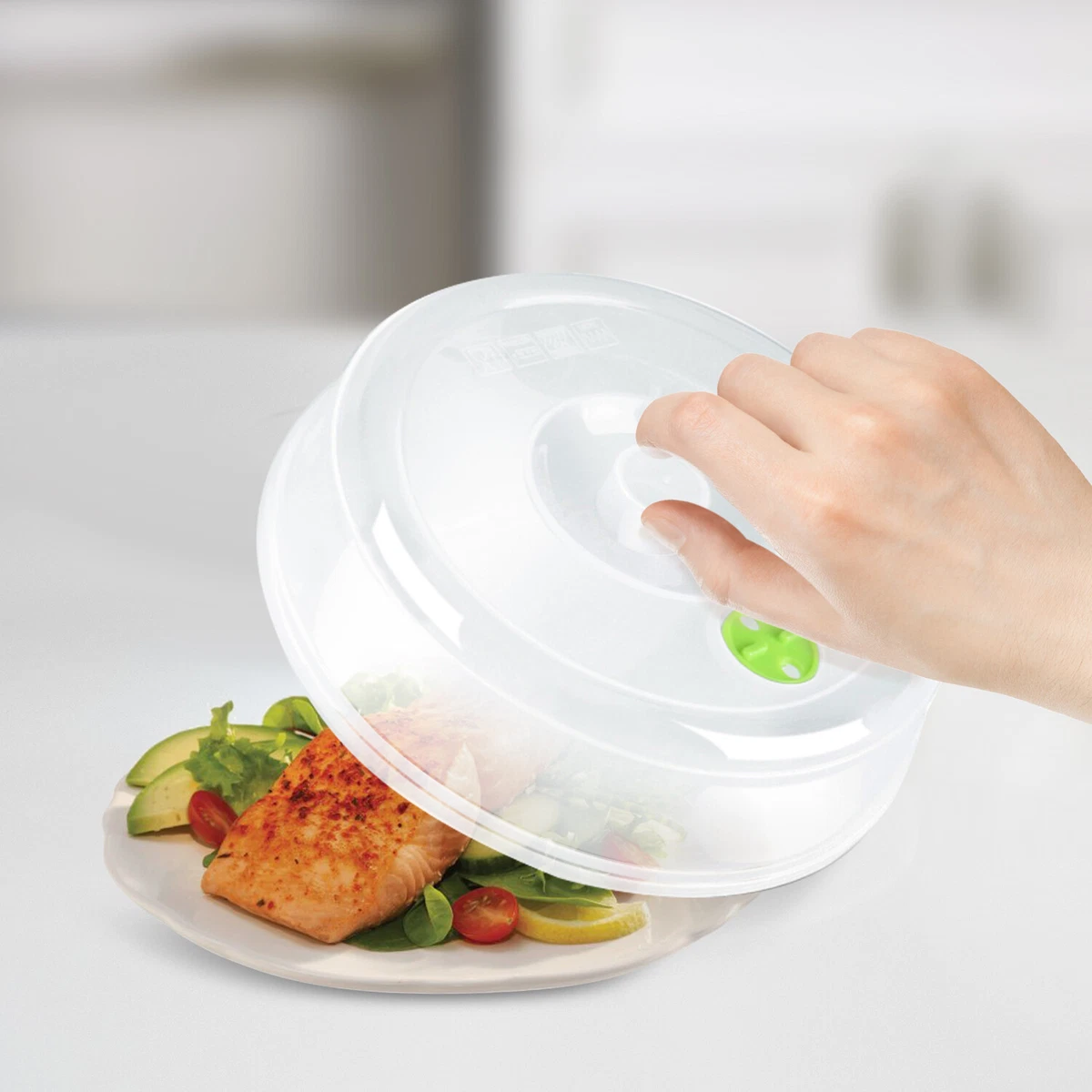 Flexzion Microwave Plate Cover Lid (5 Piece Set) - Dish Cover with Splatter Spatter Protection Guard, Steam Ventilation Window