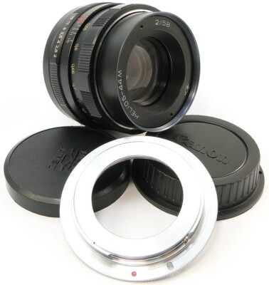  SERVICED  HELIOS 44m 58mm f/2 Lens M42 + TOP Quality Adapt. Canon EOS EF Mount