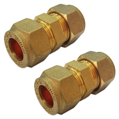 GERADE KOMPRESSIONSGLEICHVERSCHRAUBUNGEN 2 x GASROHRVERBINDER FÜR 10mm KUPFERROHR