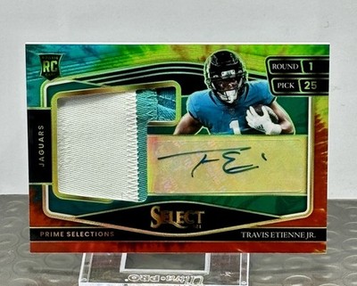 2021 Panini Select Travis Etienne Tie-dye RPA Auto /25 3 Color Patch RC Jaguars