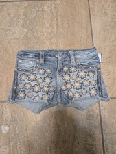 MISS ME Girls Shorts SIZE 10 Blue Denim Embroidered 2.5 JK7183H2