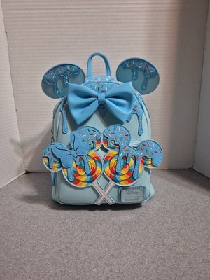 Loungefly Disney Minnie Mouse Lollipop Blue Sprinkle Ears Mini Backpack