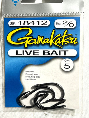 Gamakatsu  Sz 2/0 Live Bait Hooks 5pk Black