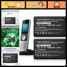2pcs 1800mAh Replacement Battery for Yealink DECT Phones W56 W59 W60 W76 W77 W79