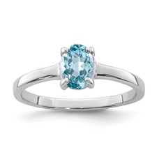 925 Sterling Silver Rhodium Light Swiss Blue Topaz Ring Size 7