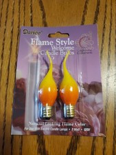 Darice Flame Candle Bulbs 7 Watts For Electric Lamps 120V Yellow/Orange
