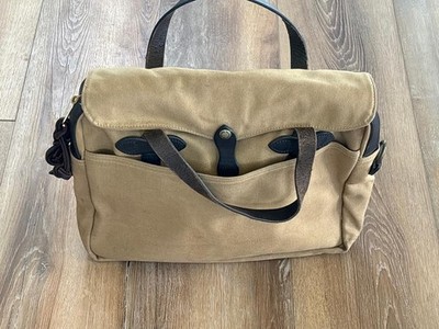 Filson 257 Rugged Twill Talon Era Briefcase Bag Tan Made in USA | eBay