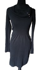 White House Black Market Women's XXS Black Modal Blend Cowl Neck Sweater Dress