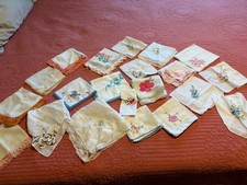 VTG Lot 20 Hanky Handkerchiefs Floral Scalloped  Crochet Edges  Embroidered
