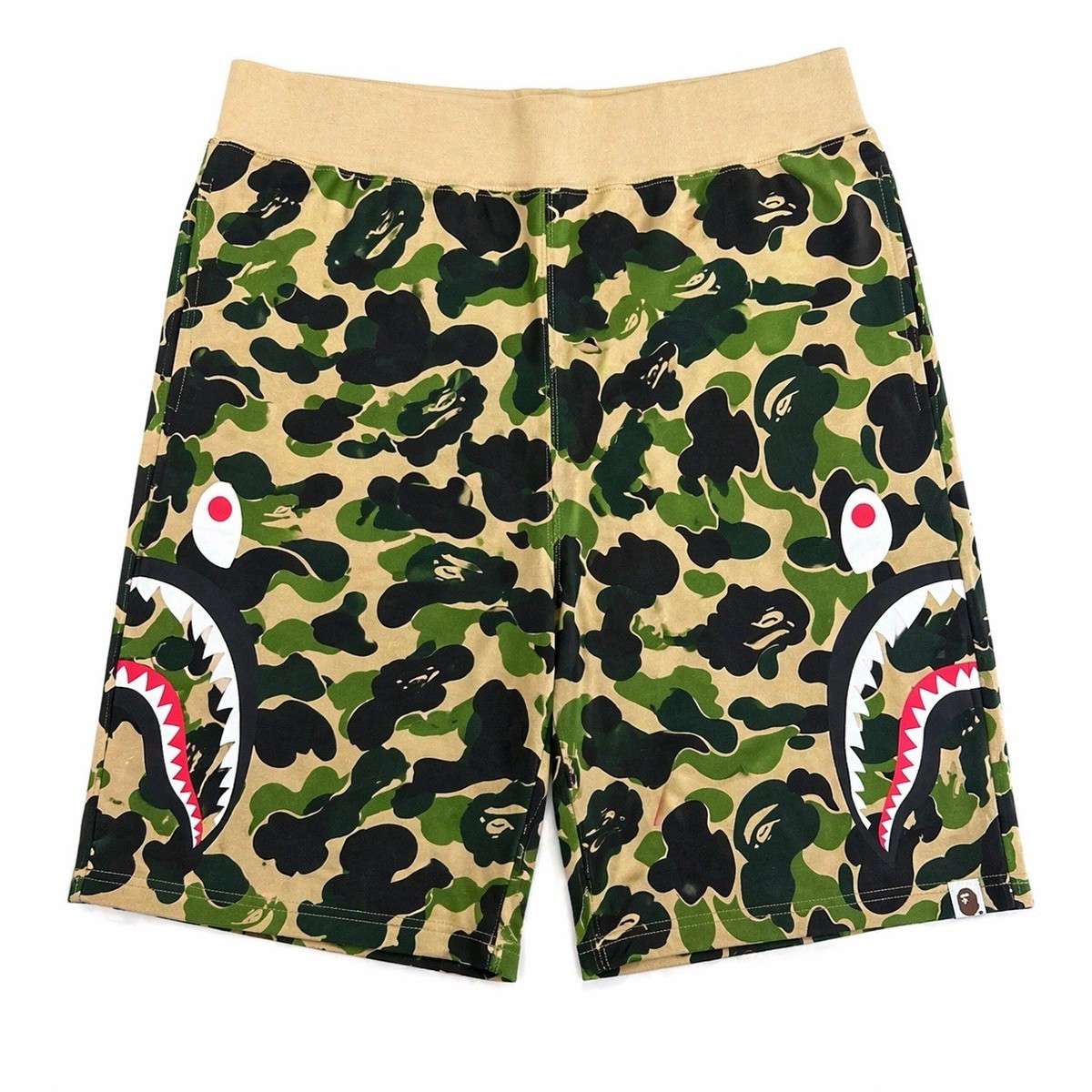 BAPE Shark Camo Sweat Shorts Men's Size 2XL Green A Bathing Ape