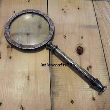 Antique Brass Heavy Magnifying Glass Vintage Magnifier Collectible gift Item