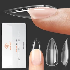 Pro Luxe Instant Nail Apex Tips 15 Sizes, Medium Almond Extension Gel Tips Pre-B