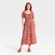 Women's Balloon Short Sleeve Printed Maxi Sundress - Universal Thread