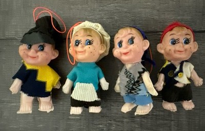 Vintage 1960s Lot of 4 AD Sutton & Sons Les Petites Mascottes Mini Elf Ornaments