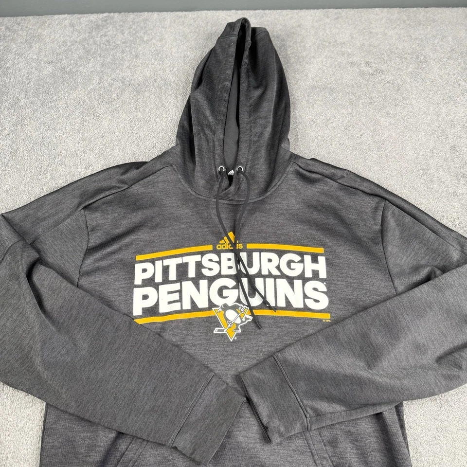 Sudadera con Capucha PIttsburgh Penguins Para Hombre Grande Negra Adidas Sudadera con Capucha Climawarm Foto 2 de 4