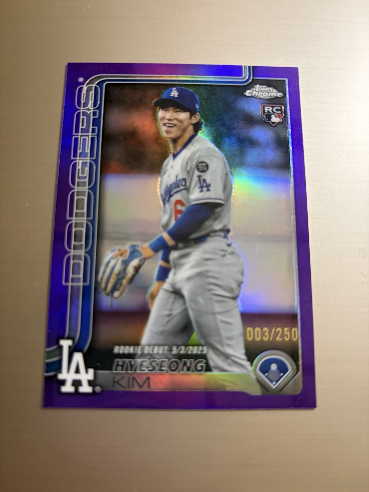 HYESEONG KIM 2025 TOPPS CHROME UPDATE ROOKIE DEBUT PURPLE RC /250
