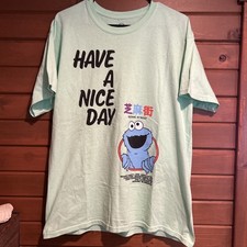 Lg Sesame Street Cookie Monster HAVE A NICE DAY Mint Green