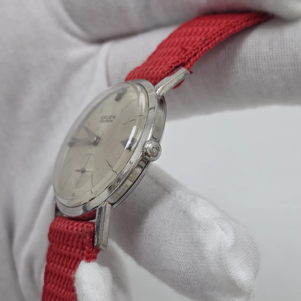 Bisel vintage de acero inoxidable para hombre de precisión verde 10 k RGP esfera de diamante Cal 510 17J Foto 3 de 4