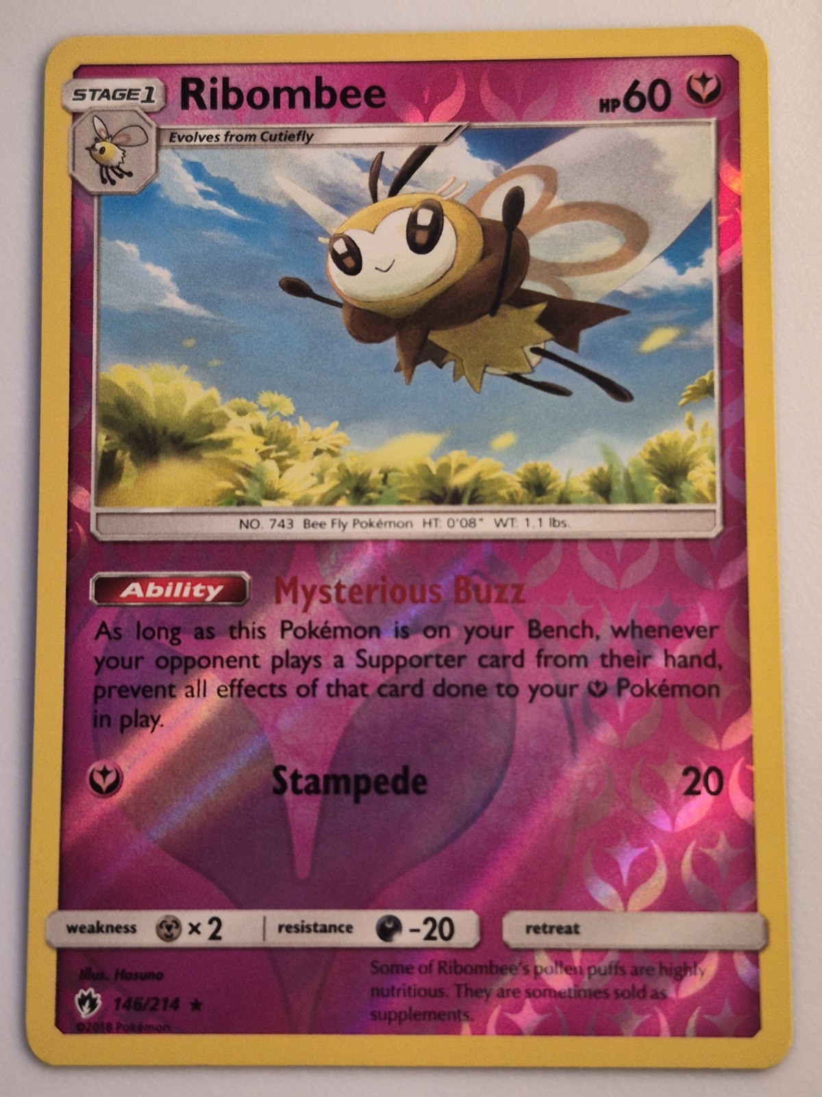 Ribombee Reverse Holo Rare SM - Lost Thunder 146/214 NM
