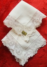 2 Matching Vintage Handkerchiefs Hankie Wedding Bride Lace white