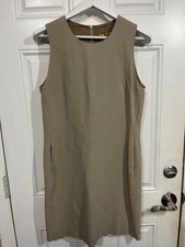 VTG Donna Karan Signature Dress Made in Italy Size 8 Tan Sleeveless Sheath 90s