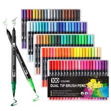 100 Colors Art Markers Dual Tip Pens Brush Fine Lettering Manga Sketching