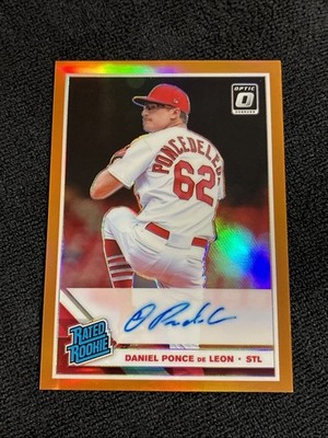 2019 Optic Daniel Ponce De Leon Rated Rookie On Card Auto Cardinals Orange #d/99