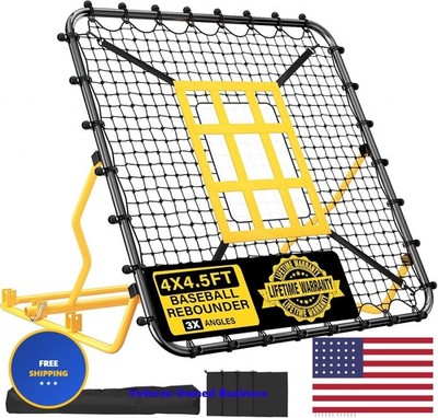 Utheer Baseball Rebounder Net 4x4.5FT Pitch Back Trainer with Strike Zone &