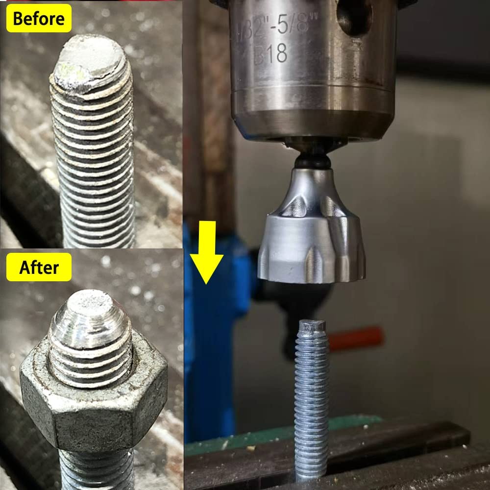 Saipe Deburring External Chamfer Tool Hex Shank Bolt Thread Repair Tool Debur...