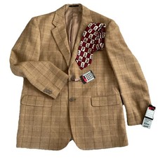 Skopes BNWT Blazer Jacket Men's 42R Fawn Check Windowpane / Silk TIe