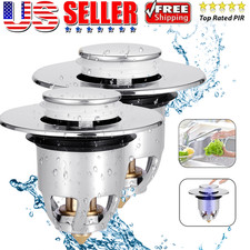 2pcs Bathroom Sink Plug Stainless Steel Bounce Drain Filter Pop-up Drain Plug