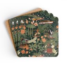 Tropical Nomad Jungle Pattern Cork Coaster Set 4 Piece Island Floral Coasters