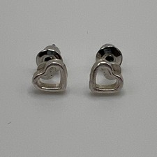 Silver Tone Heart Stud Earrings