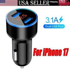 Dual Ports 3.1a Usb Car Cigarette Charger Lighter Digital Led Voltmeter 12v24v