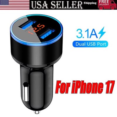 Dual Ports 3.1A USB Car Cigarette Charger Lighter Digital LED Voltmeter 12V/24V