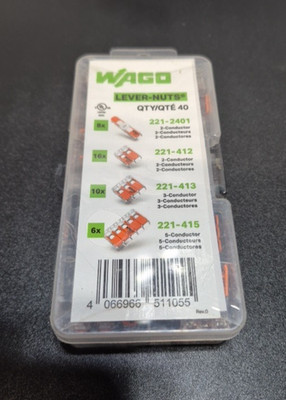 NEW WAGO Lever Nuts 40pc Wire Splicing Connector Kit with Case