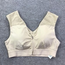 Tommie Copper Sports Bra Womens Large Beige Front Zip Copper Znergy Support