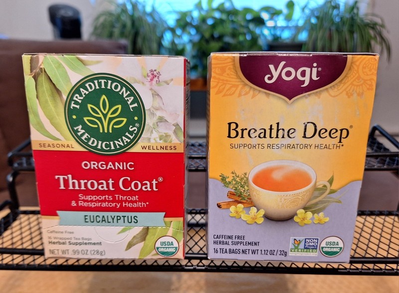 Traditional Medicinals Throat Coat Eucalyptus  & Yogi Breathe Deep Organic Teas