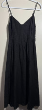 ASTR The Label Midi Dress S Black Textured Fit Flare Wedding Guest EUC