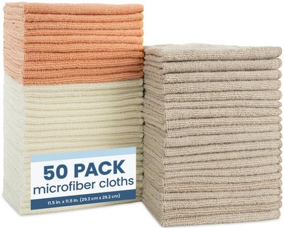 S&T INC. 50 Pack Microfiber Cleaning Cloth, Bulk Towels for Home, Reusable Mi...