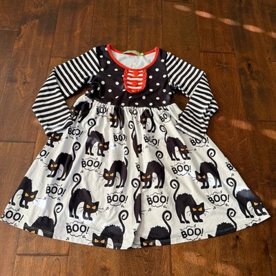 Millie Loves Lily Kids Girls Black White Cat Boo Halloween Dress Size 6