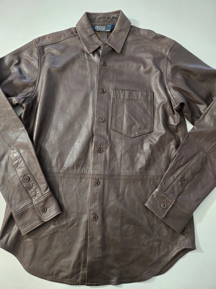 POLO Ralph Lauren Lambskin LEATHER Lightweight SHIRT $899  Small RARE! - Image 3 of 4