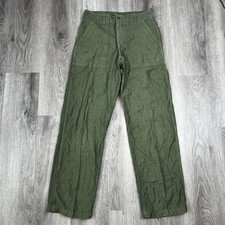 Vintage 60s OG-107 Type 1 Army Green Military Cotton Sateen Trouser Pants 32x31