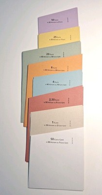 Euro Münzen Handrollpapier Münzrollpapier 1 2 5 10 20 50 Cent 1 2   Geldrollen