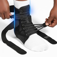 Lace Up Ankle Brace for Men  Women   Adjustable Support Large, Black