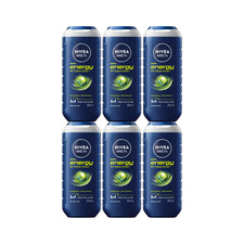 6-Pack NIVEA MEN Energy Shower Gel Mint Extract 250ml Body Face Hair 24h Fresh