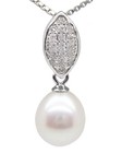 Sterling Silver White Pearl Pendant Earrings SET 18" Genuine Cultured Freshwater — photo 2